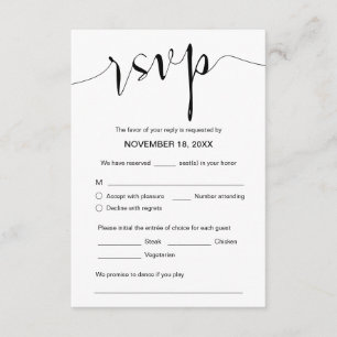 Bröllop Calligraphy, Black script, Middag OSA Tilläggskort