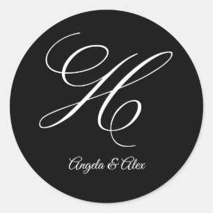 Bröllop Calligraphy Finare Brev H Monogram Runt Klistermärke