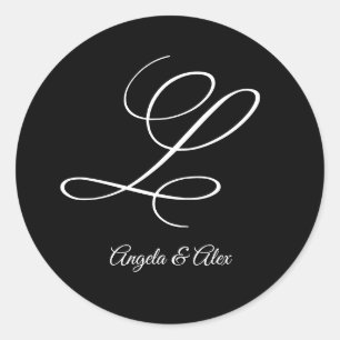 Bröllop Calligraphy Finare Brev L Monogram Runt Klistermärke