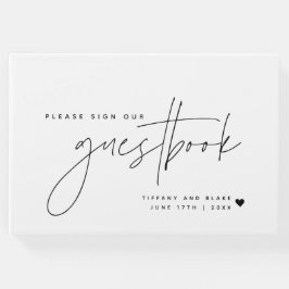 Bröllop Calligraphy Script Heart Gästböcker