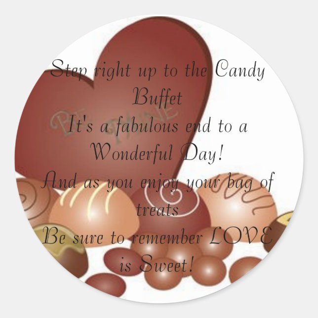 Bröllop Candy Sticker Runt Klistermärke (Framsida)