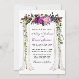 Bröllop Canopy Watercolor Lila Blommigt Inbjudningar