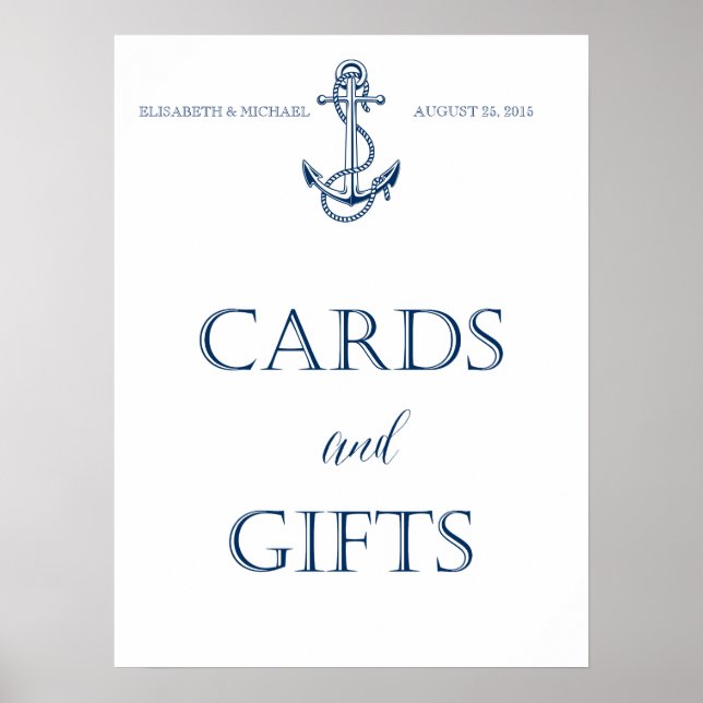 Bröllop, Cards och GIFTS, nautiska stil Poster (Framsidan)