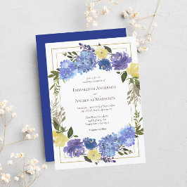 Bröllop Carolina Classic Blue Blommigt Inbjudningar
