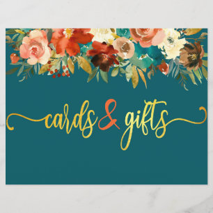 Bröllop Cars & Gifts Sign - Teal & Orange Bröllop