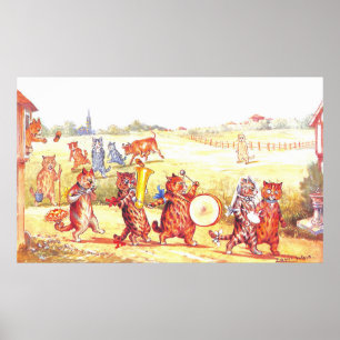 Bröllop Cat Illustration av Louis Wain Poster