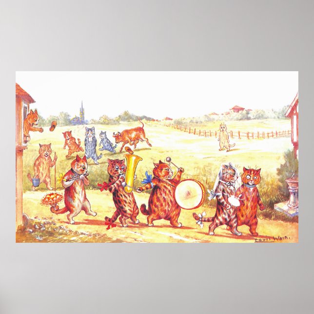 Bröllop Cat Illustration av Louis Wain Poster (Framsidan)
