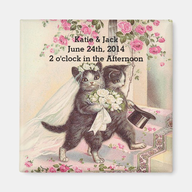 Bröllop Cats Bride and Groom Magnet (Framsidan)