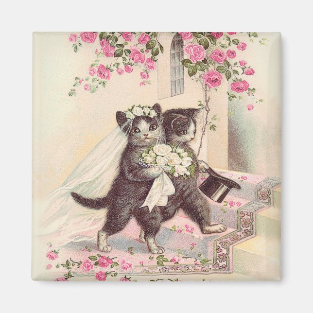 Bröllop Cats Bride and Groom Magnet (Framsidan)