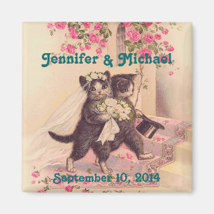 Bröllop Cats Bride and Groom Save Date Magnet