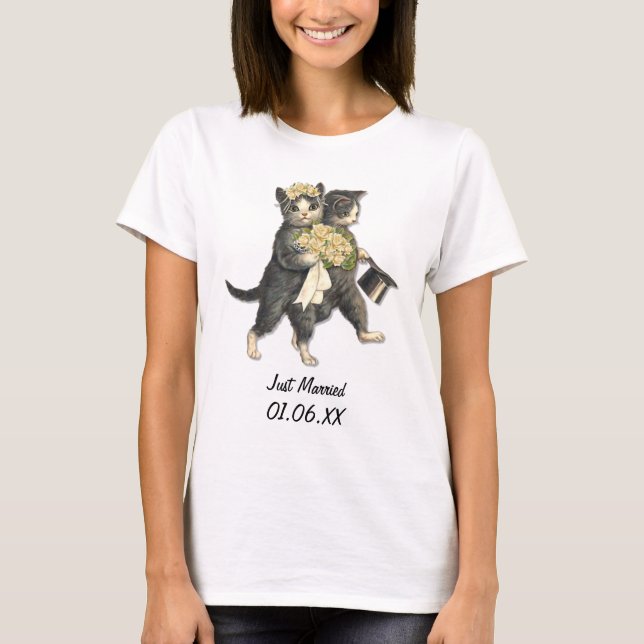 Bröllop Cats - Ny gifta Customize T Shirt (Framsida)