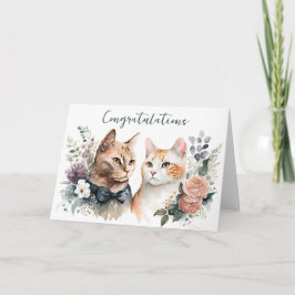 Bröllop Cats Watercolor Kort