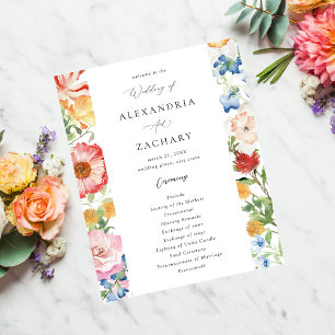 Bröllop Ceremonin Vår Multi Färg Blommigt Flygblad