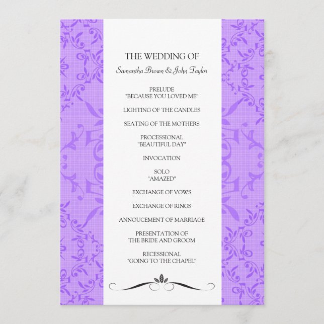 Bröllop Ceremonisprogram Program (Framsida)