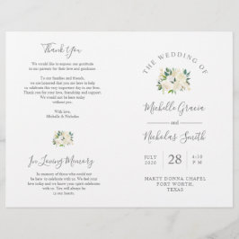 Bröllop Ceremonisprogrammet Cream Watercolor Blomm