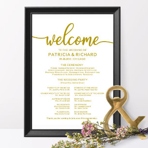 Bröllop Ceremonisprogrammet Guld Calligraphy Poster