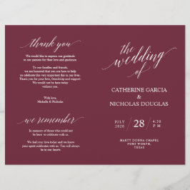 Bröllop Ceremonisprogrammet Modern Elegance Burgun