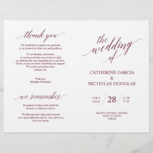 Bröllop Ceremonisprogrammet Modern Elegance Burgun