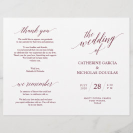 Bröllop Ceremonisprogrammet Modern Elegance Burgun