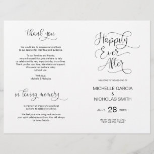 Bröllop Ceremonisprogrammet Modern Handlettered Bl