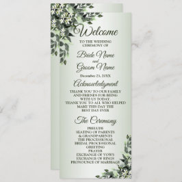 Bröllop Ceremony Blommigt Greenery Eucalyptus Löv Program