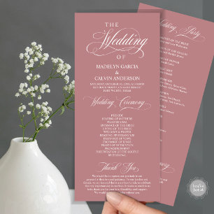 Bröllop Ceremony, Classy Elegance Dusty Ro Rosa Program