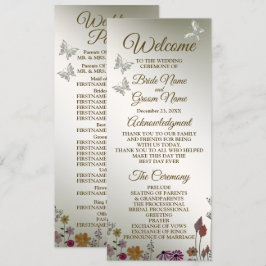 Bröllop Ceremony Colorful Garden Flowers Rustic Program