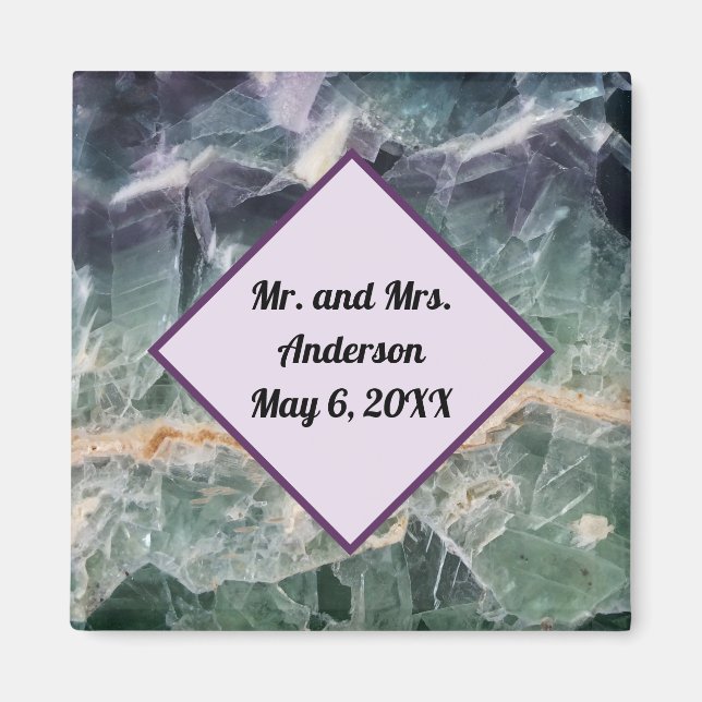 Bröllop Ceremony Favor Fluorite Gem Photo Memento Magnet (Framsidan)
