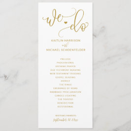 Bröllop Ceremony Modern Bouncalligraphy Guld Program