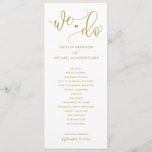 Bröllop Ceremony Modern Bouncalligraphy Guld Program