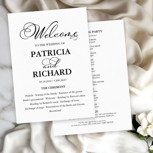 Bröllop Ceremony Order Elegant Program (Skapare uppladdad)