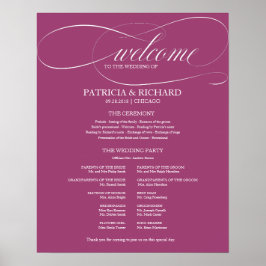 Bröllop Ceremony Program Board Rosa Cassis Poster