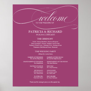 Bröllop Ceremony Program Board Rosa Cassis Poster