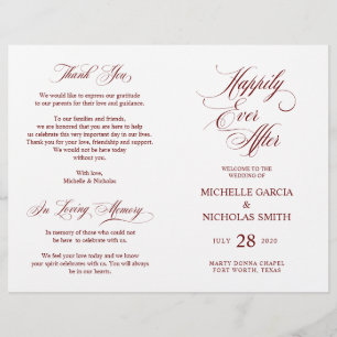 Bröllop Ceremony Program Classic Elegance Burgundy