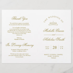 Bröllop Ceremony Program Classic Elegance Guld