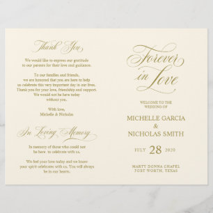 Bröllop Ceremony Program Classic Elegance Guld