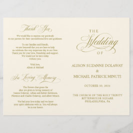 Bröllop Ceremony Program Classic Elegance Guld