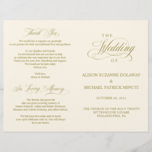 Bröllop Ceremony Program Classic Elegance Guld
