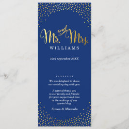 BRÖLLOP CEREMONY PROGRAM mini guld konetti marink