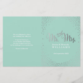 BRÖLLOP CEREMONY PROGRAMM mini silver konetti mint