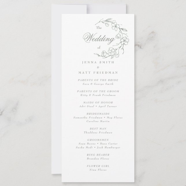 Bröllop Ceremony-programmet (Framsida)