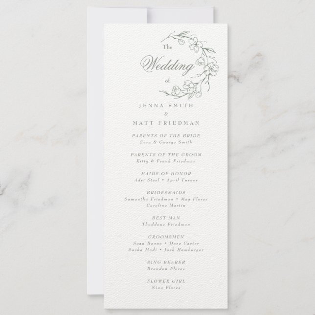 Bröllop Ceremony-programmet (Framsida)