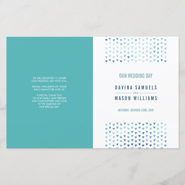 BRÖLLOP CEREMONY PROGRAMMET boho mönster blue (Framsida)