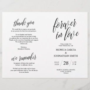 Bröllop Ceremony-programmet, Elegance Script Black