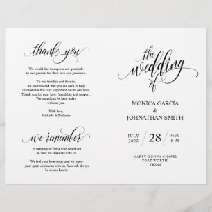 Bröllop Ceremony-programmet, Elegance Script Black