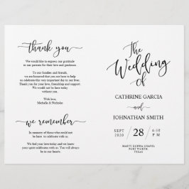 Bröllop Ceremony-programmet, Elegant Script Black