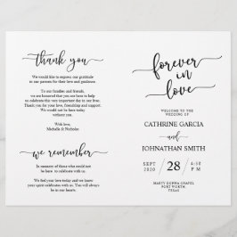 Bröllop Ceremony-programmet, Elegant Script Black