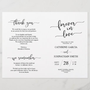 Bröllop Ceremony-programmet, Elegant Script Black