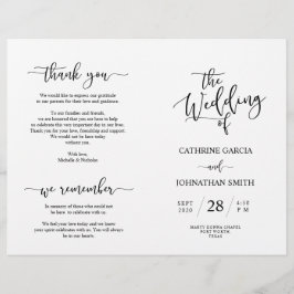 Bröllop Ceremony-programmet, Elegant Script Black