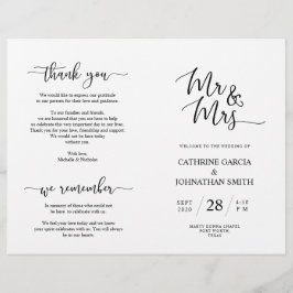 Bröllop Ceremony-programmet, Elegant Script Black
